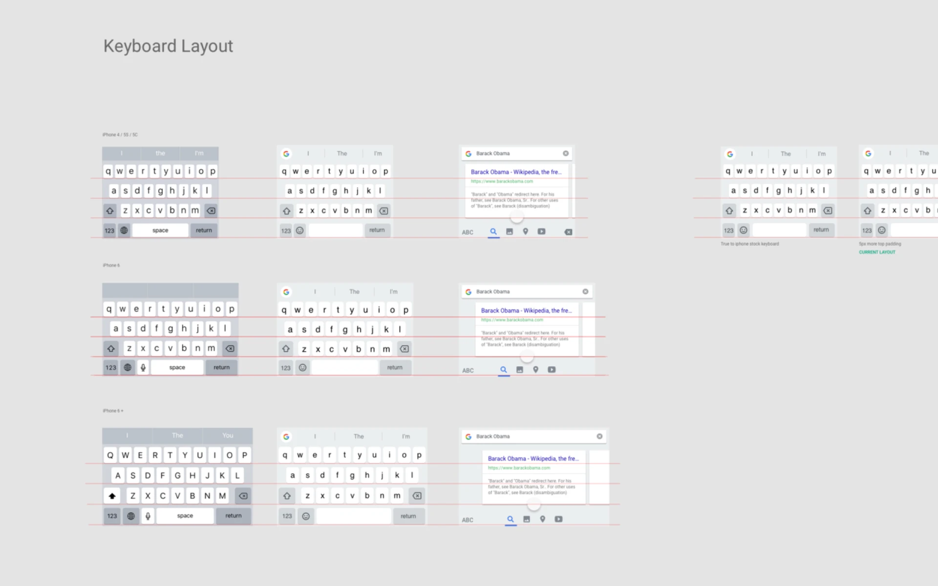 Keyboard layout explorations and wireframes